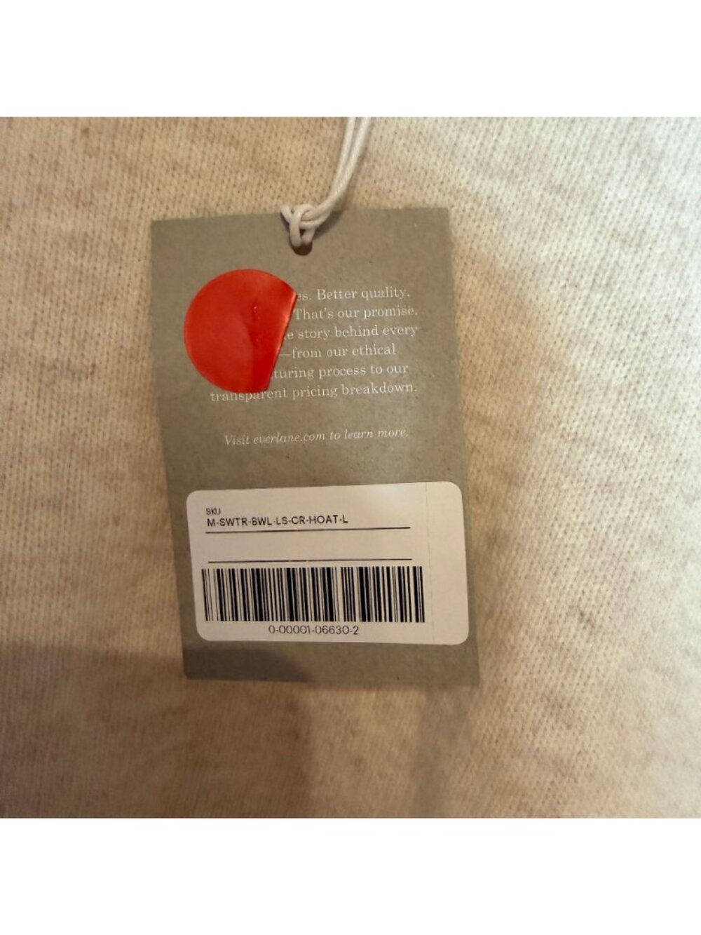 Everlane The Premium Merino Crew Neck Sweater Men's Size Large in Oat New W/ Tag - Picture 4 of 6